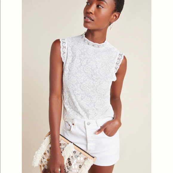 Anthropologie Tops - Anthropologie floral lace sleeveless top